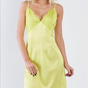 Neon Lime Green Trim Criss-Cross Loungewear Dress